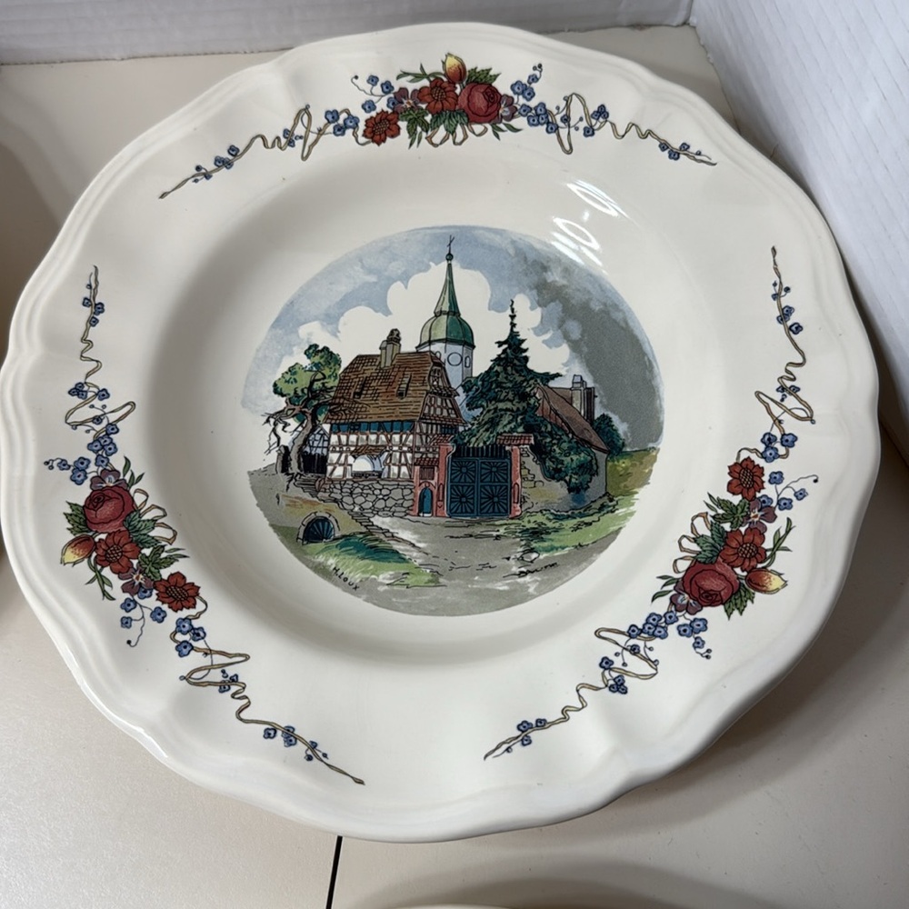 Sarreguemines Obernai Soup Salad 9”Bowls Set of 4 Vintage H Loux Made in France - Picture 3 of 10